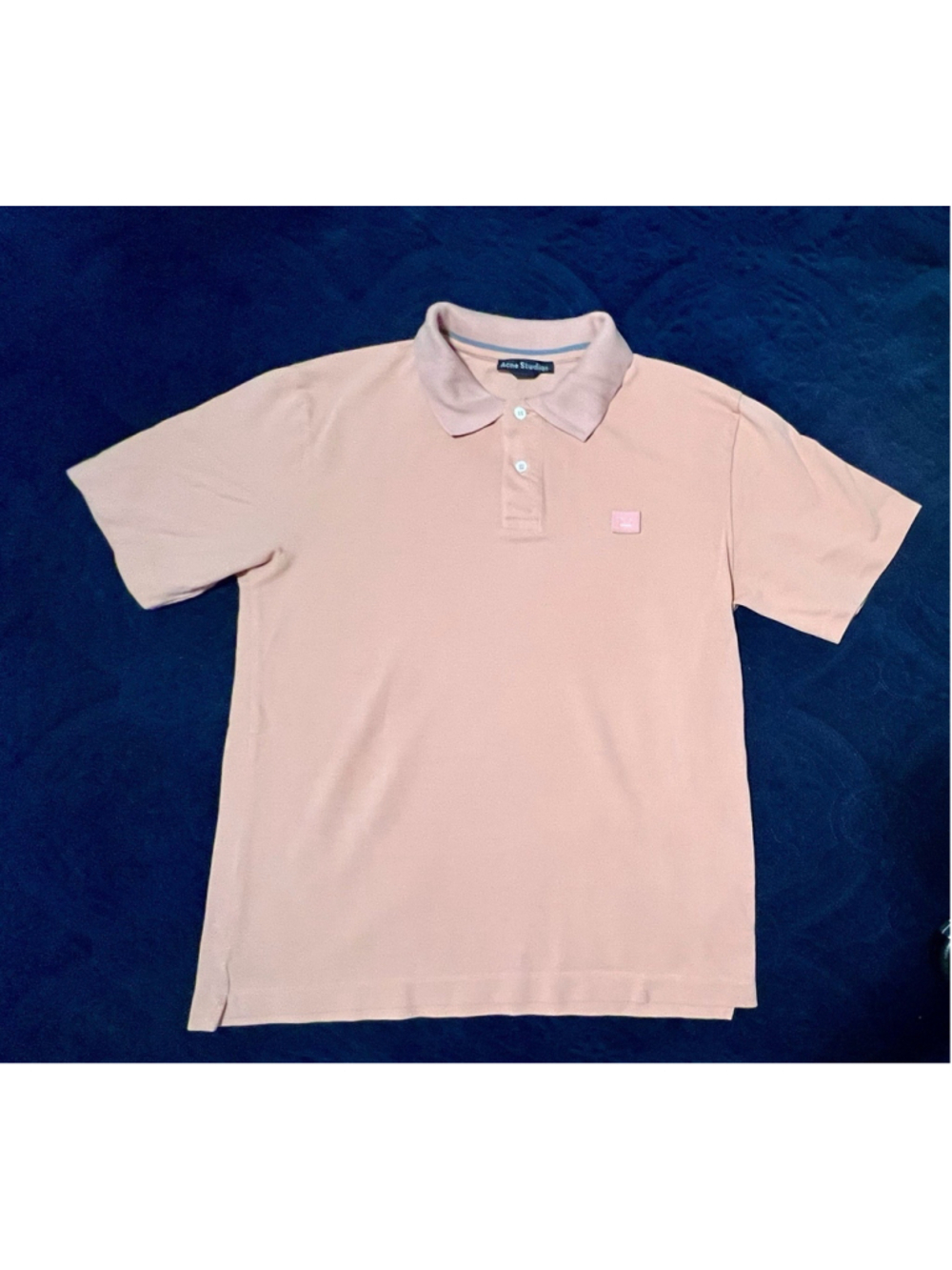 Acne Studios. Peachy Pastel. Falco Face Polo Shirt Unisex. Medium. Preowned